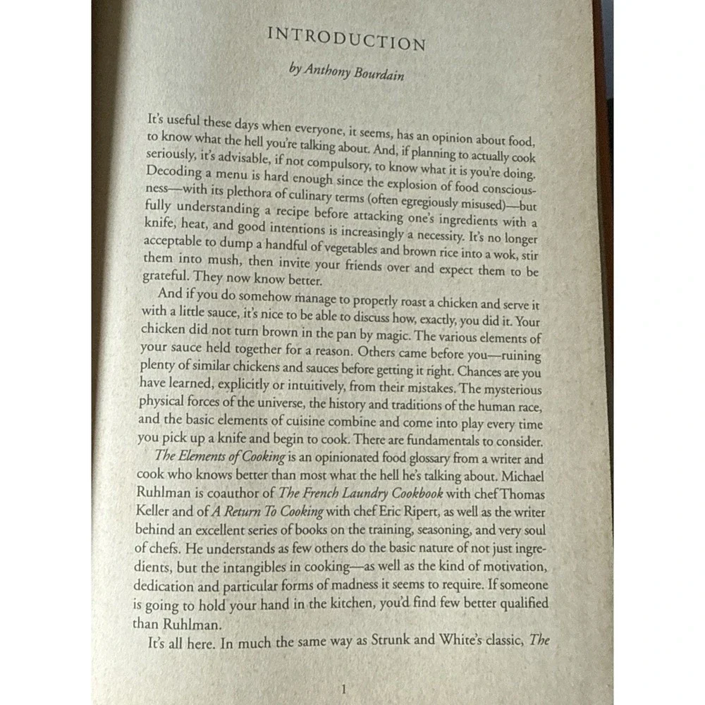 The Elements of Cooking Michael‎ Ruhlman Hardcover Anthony Bourdain Intro Book